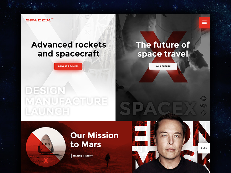 Tesla Space X website concept